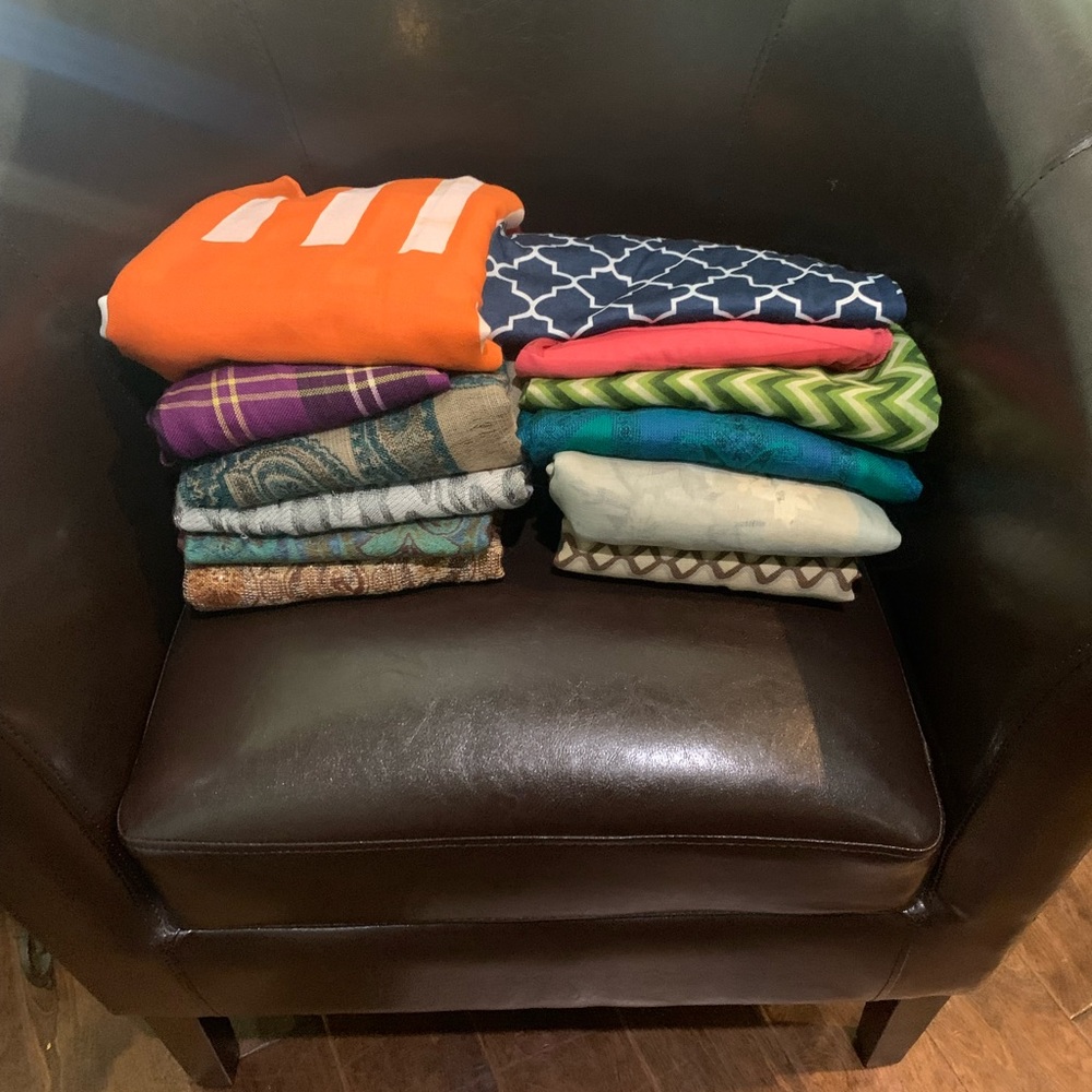 Assortment of 12 Colorful Scarves